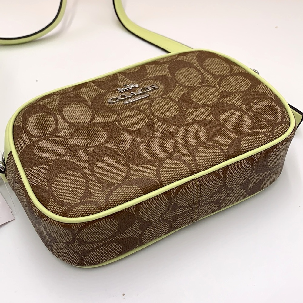 NEW! COACH Mini Jamie Camera Bag In Signature Canvas - Silver/Khaki/Pale Lime - Picture 14 of 16